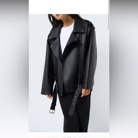 NOISY MAY & ONLY SLADE OVERSIZED FAUX LEATHER JACKET - Picture 5 of 7